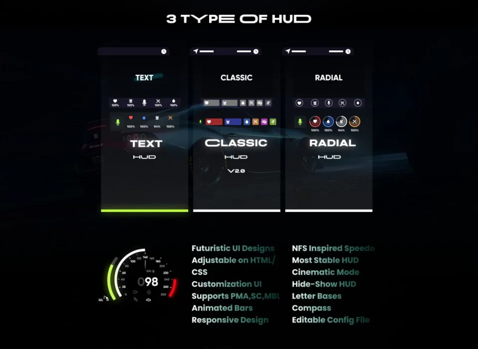 BLVCK HUD V2 — FiveM HUD With Synced Nitro System