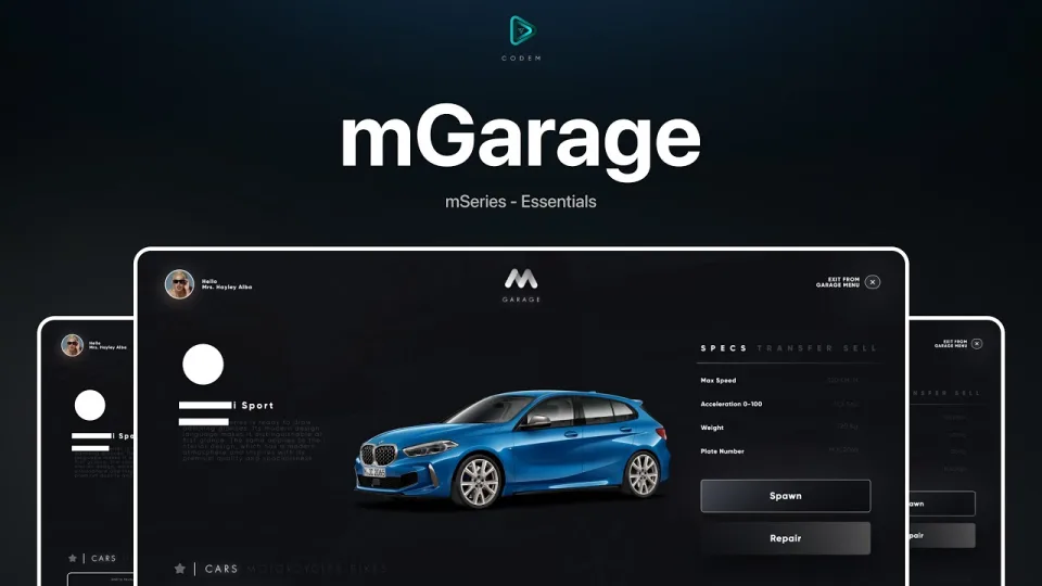mGarage CodeM FiveM Garage Script with Vehicle Transfers